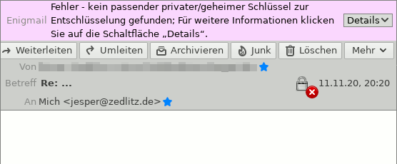 Meldung aus Thunderbird